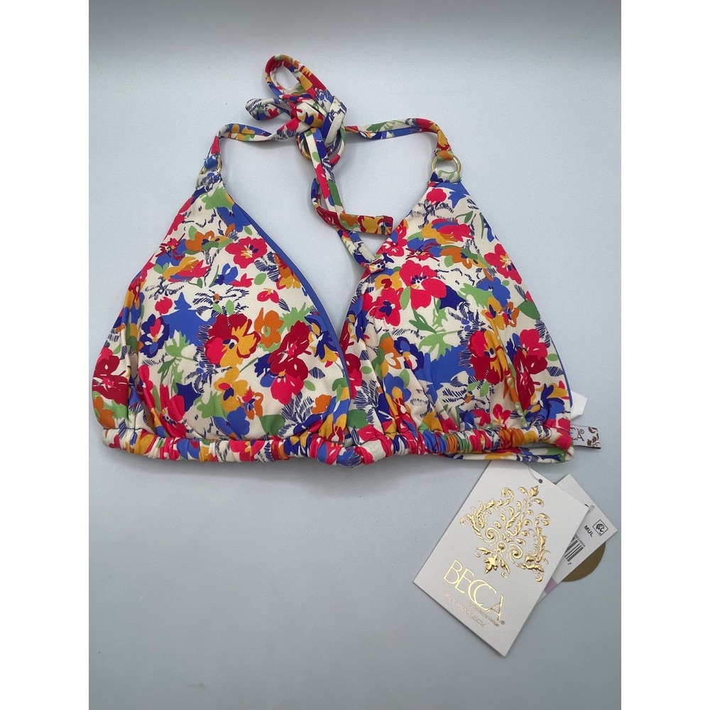 BECCA Flower Fields Triangle Bikini Swim Top Women's Size D Cup